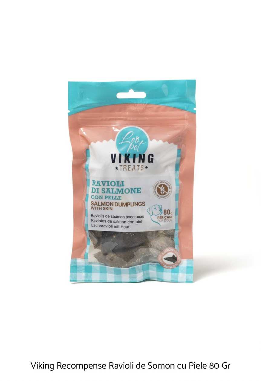 Viking Salmon Ravioli Dog Treats with Skin 80g