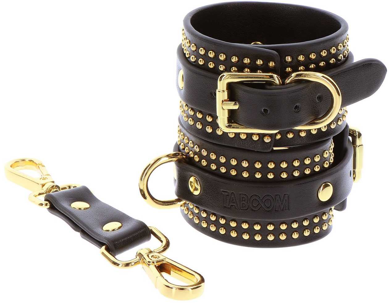 Taboom Vogue leatherette studded wrist cuffs (black)