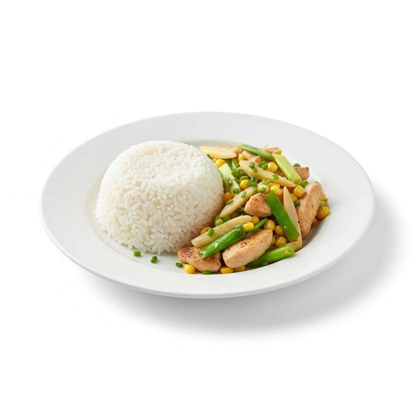 Kuřecí na pórku, rýže