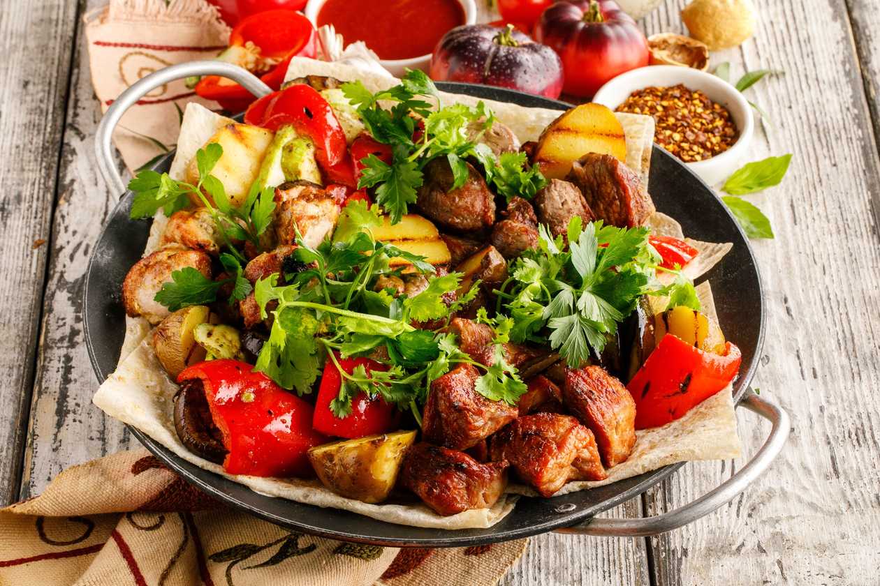 Saj assorted meat