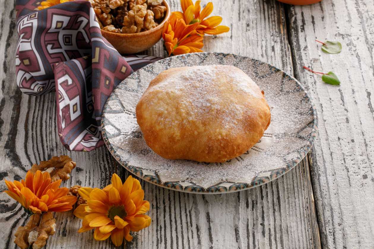 Traditional donut with vanilla cream