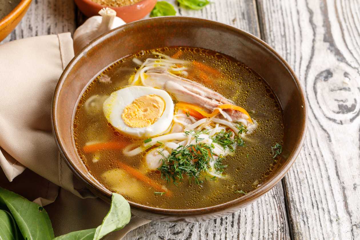 Chiken Broth with Weat Noodles
