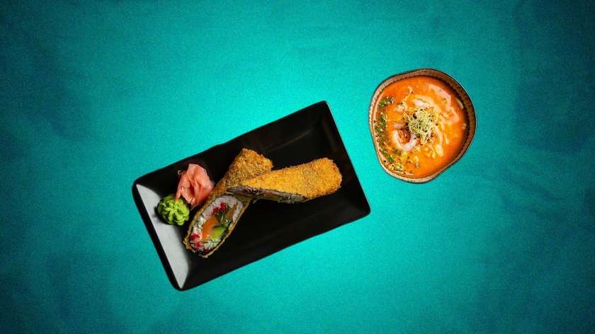 Pietūs: Sushi Wrap su krabais + sriuba