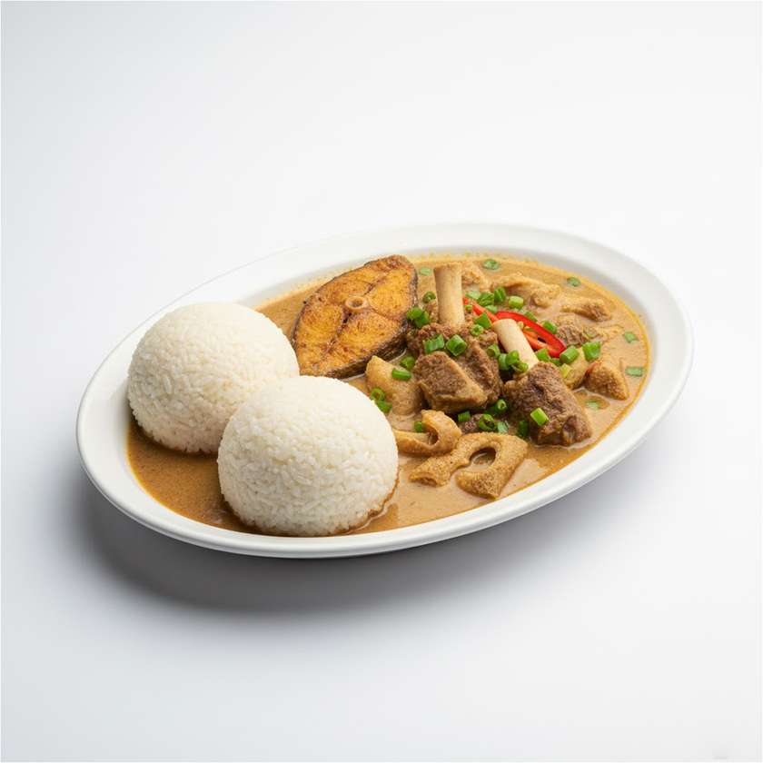 Rice balls with Groundnut Soup