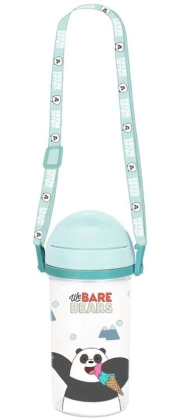 We Bare Bears Collection 5.0 Straw Water Bottle with Shoulder Strap (400mL)(Panda)