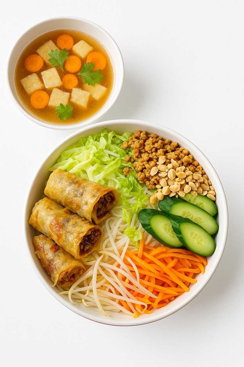 Makaron Bun z Sałatką i Sajgonkami