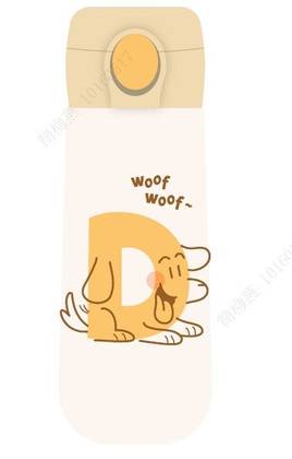 Plastic Cool Water Bottle with Handle and One-Touch Flip Top Lid (620mL)(Dog)