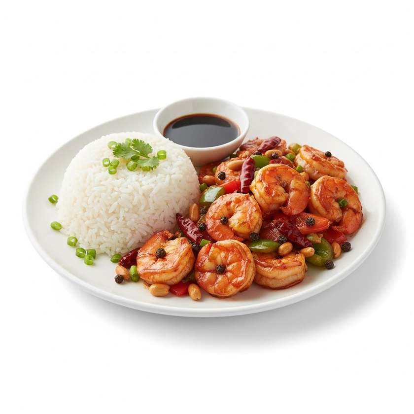 Krevety Kung-Pao S Rýží