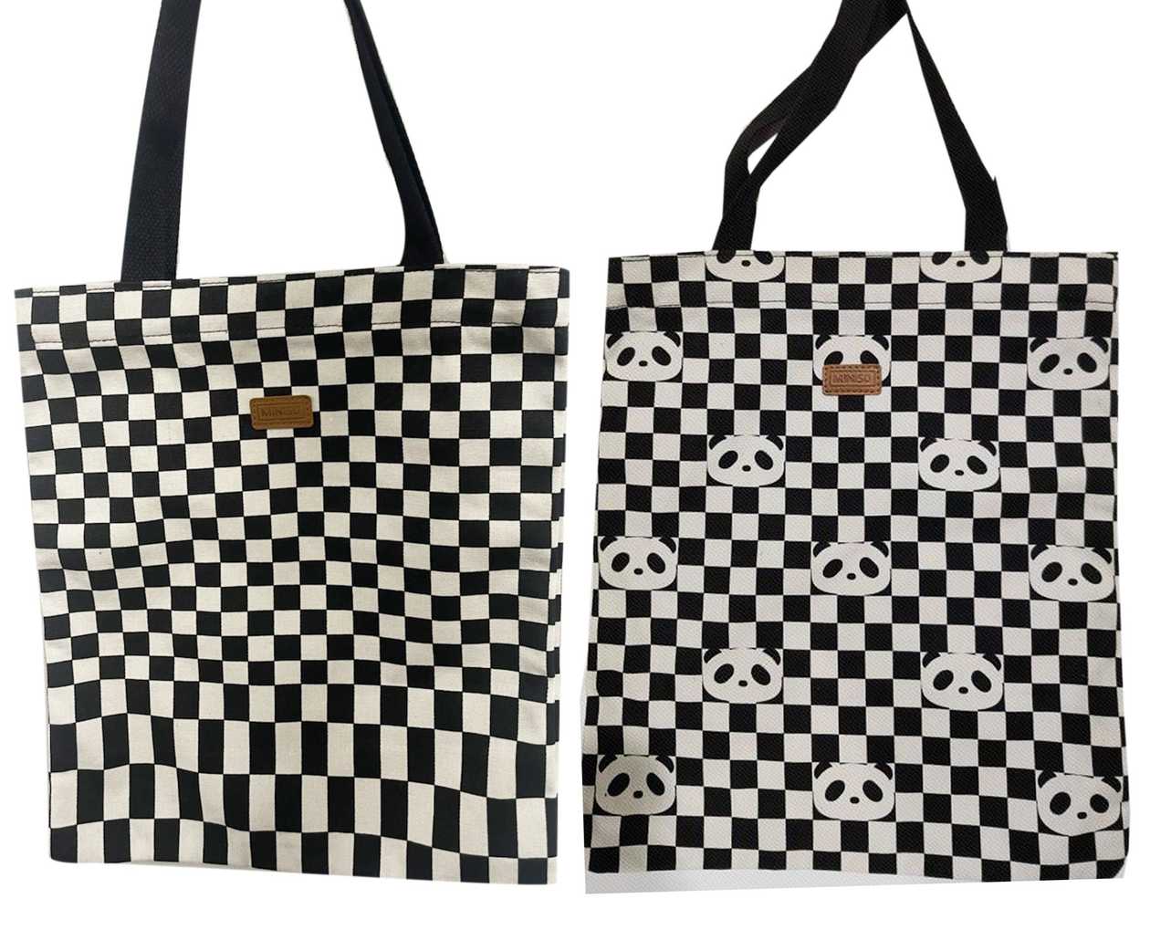 Ins Style Black and White Grid Shopping Bag