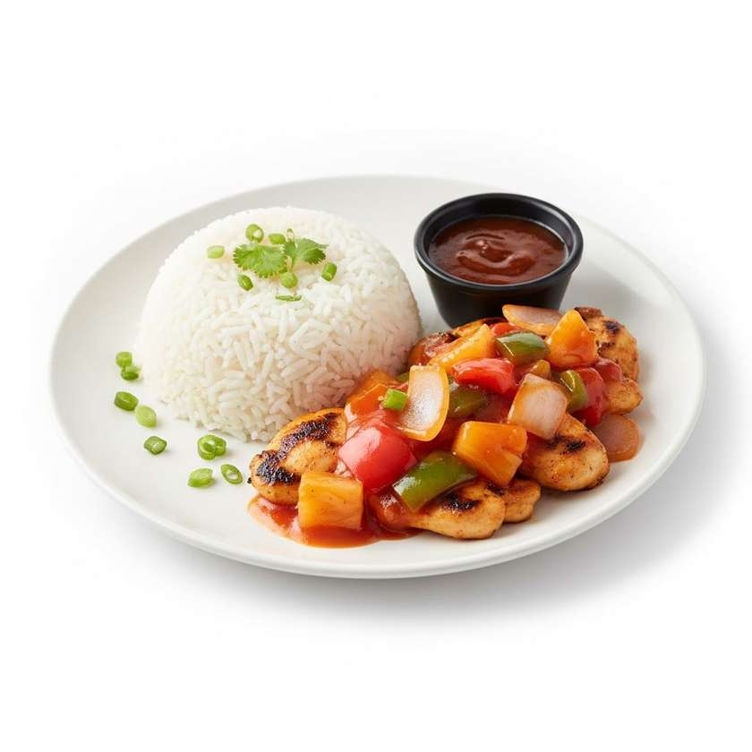 Grilované Kuře Se Sladkokyselou Omáčkou, Rýže