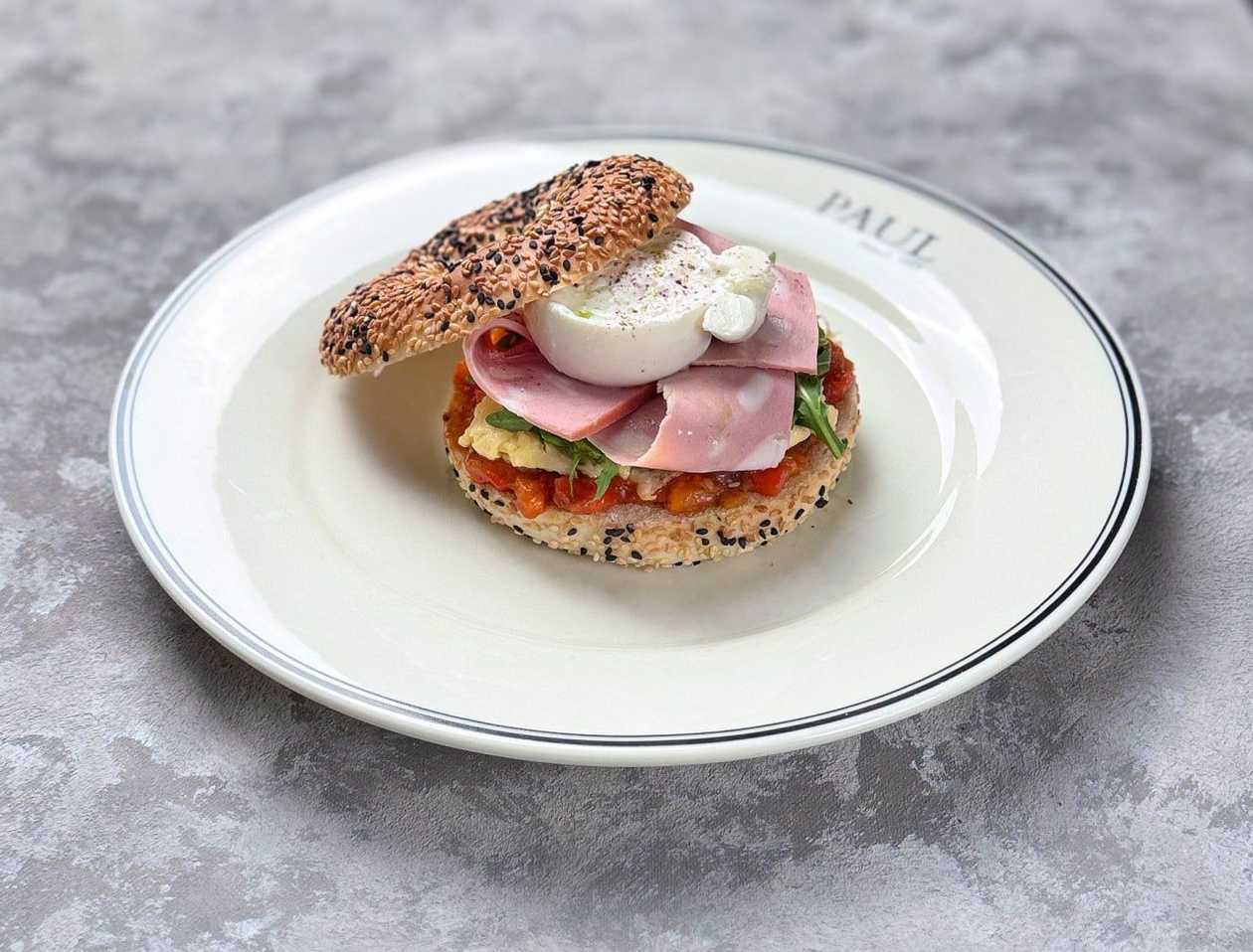 Bagel with Mortadella and Scrambled Eggs
