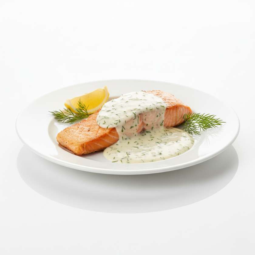 Стейк из филе лосося в сливочном соусе