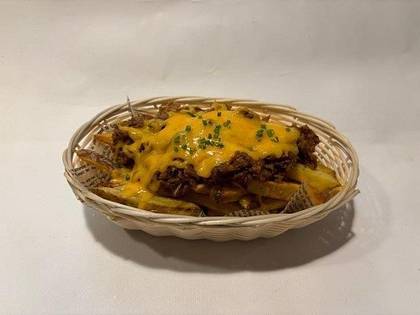 5) Gangster Bowl - menu version (pečené vepřové maso, natrhané a promíchané s naší BBQ omáčkou s vyzrálým cheddarem, hranolky)