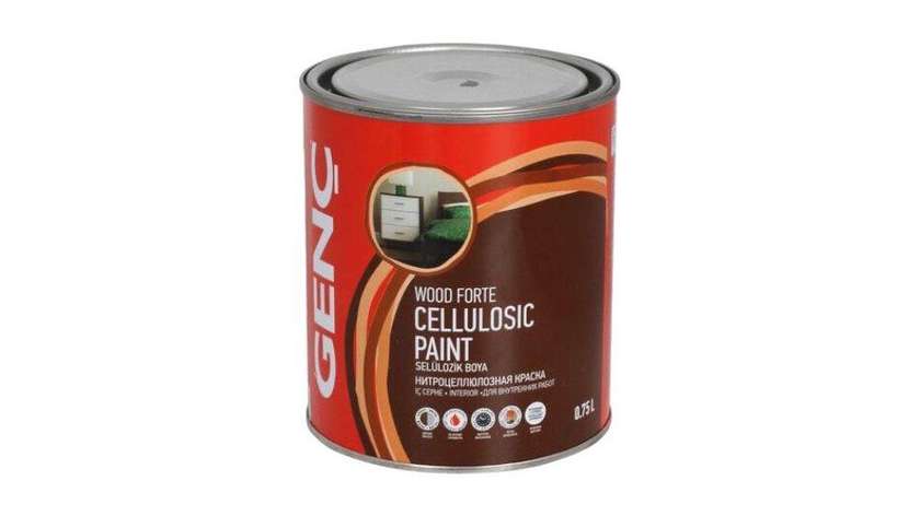 Genc Wood Forte Cellulosic Paint, Matte Black, 0.75L