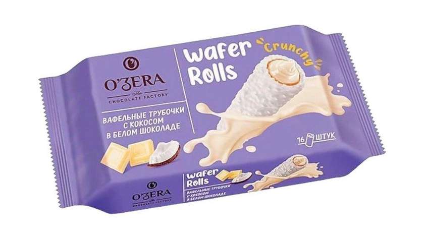 O'Zera Wafer Rolls with Coconut in White Chocolate 16pcs