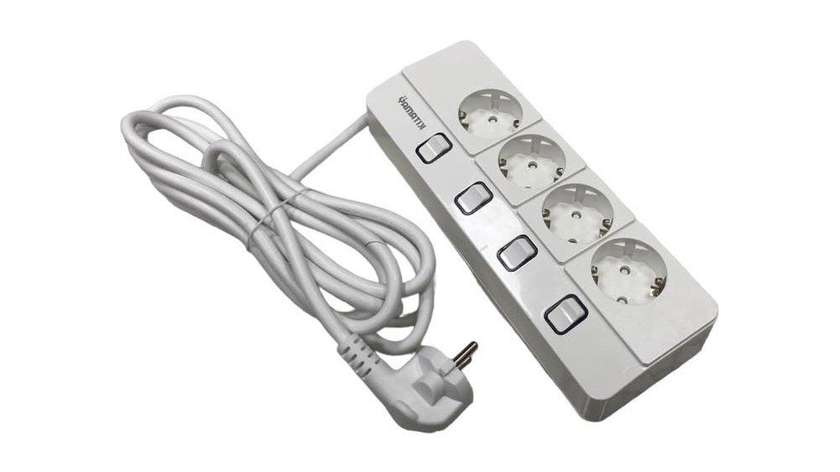Yamatik 4-Socket Power Strip with Overload Switch, Max 4000W 16A, 2m Cord