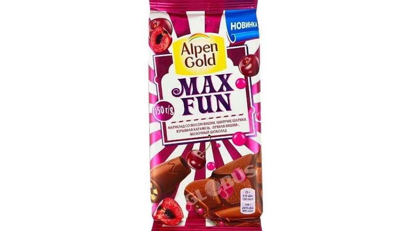 Alpen Gold Max Fun Cherry Flavored Chocolate Bar 150g