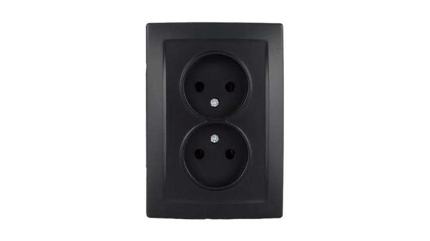 Almera 2-gang socket black 16A 250V
