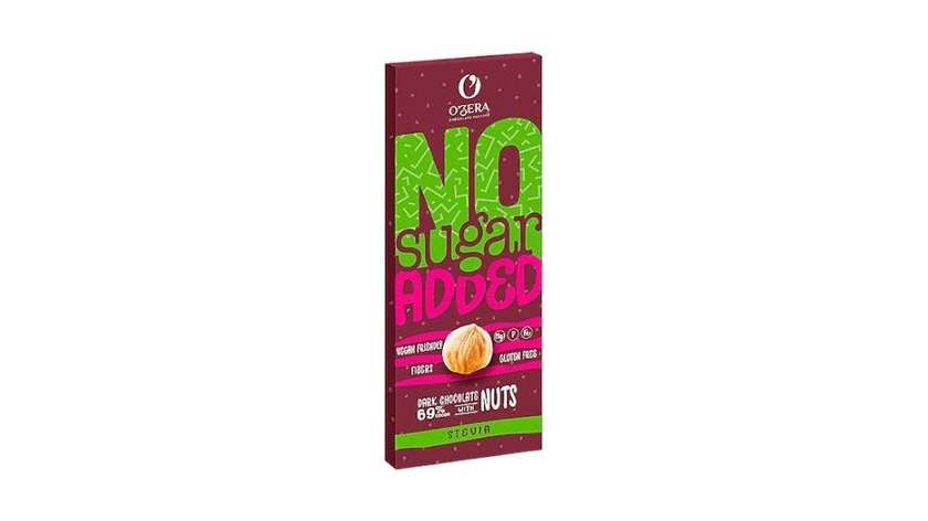 Sugar-Free Dark Chocolate "Ozera" with Hazelnuts 64% 90g