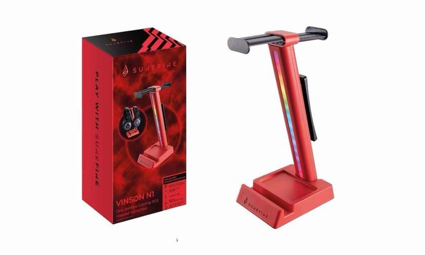 VINSON N1 DUAL BALANCE GAMING RGB HEADSET STAND | RED