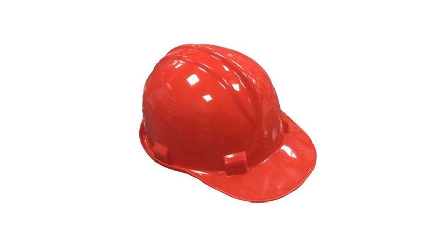 Red Protective Helmet with Tape