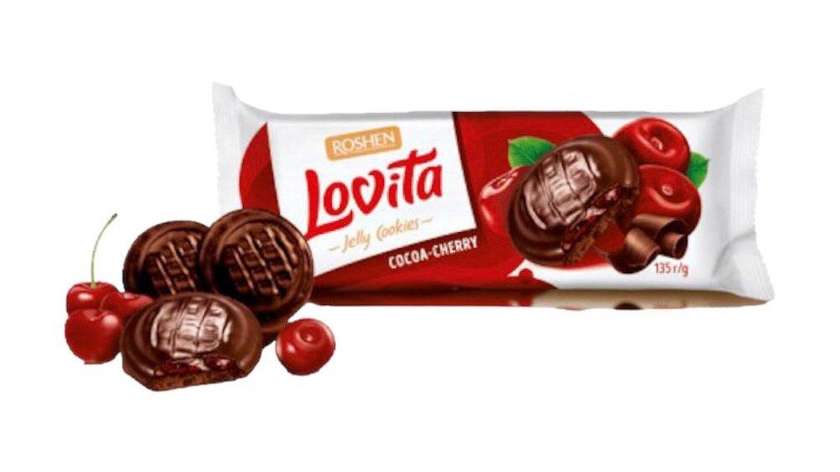 Lovita Roshen Jelly Cookies Cocoa-Cherry Flavour 135g
