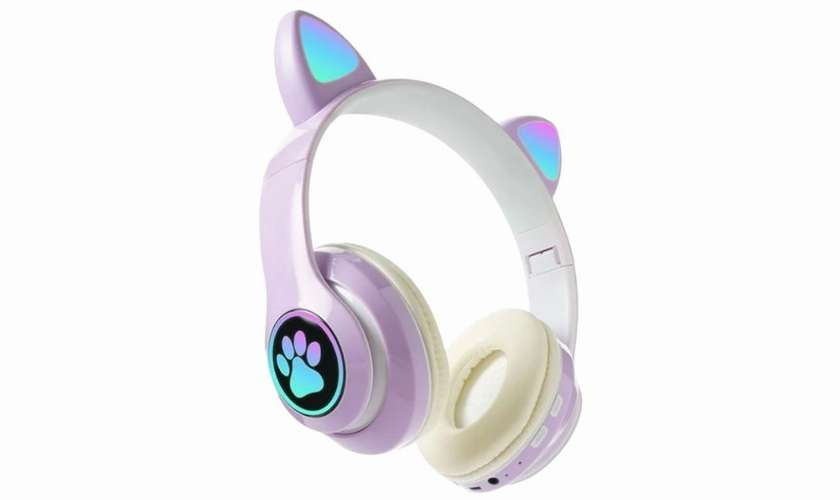 Cute Ears Glowing Wireless Bluetooth Headset STN-28 Purple