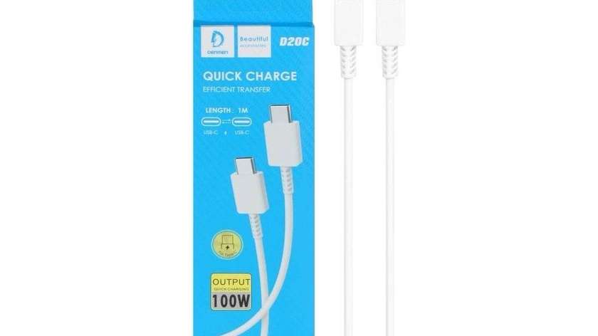 Denmen D20C USB Type-C Cable 100W White