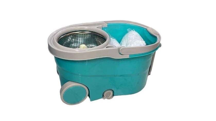 Plastic Bucket with Cleaning Stick and Wheels