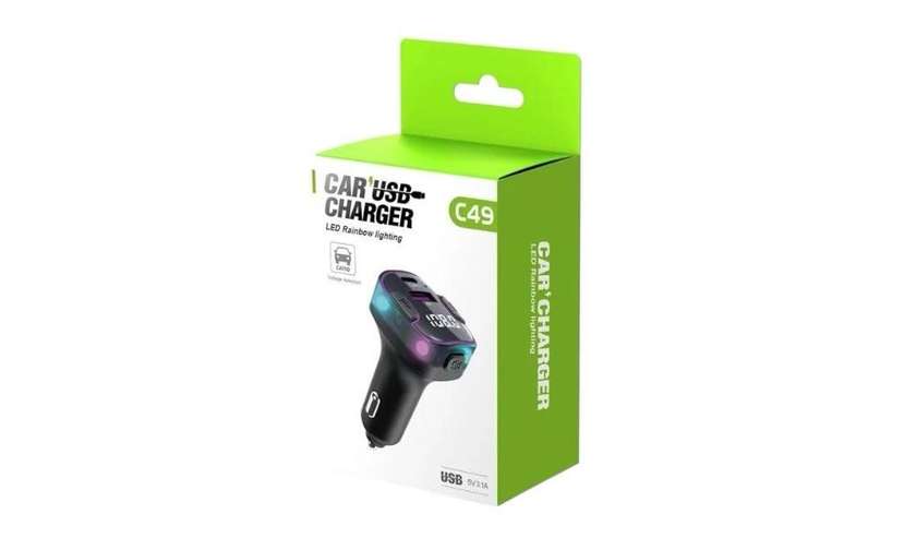 Car USB Charger LED Rainbow Lightning C49