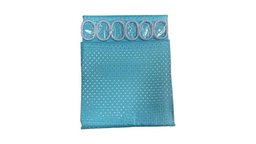 Shower Curtain with Hangers 1 pc 1.8m*1.8m (Blue)