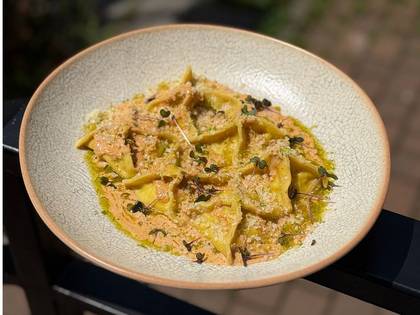 Fagottini Ravioli with Shrimp and Bacon