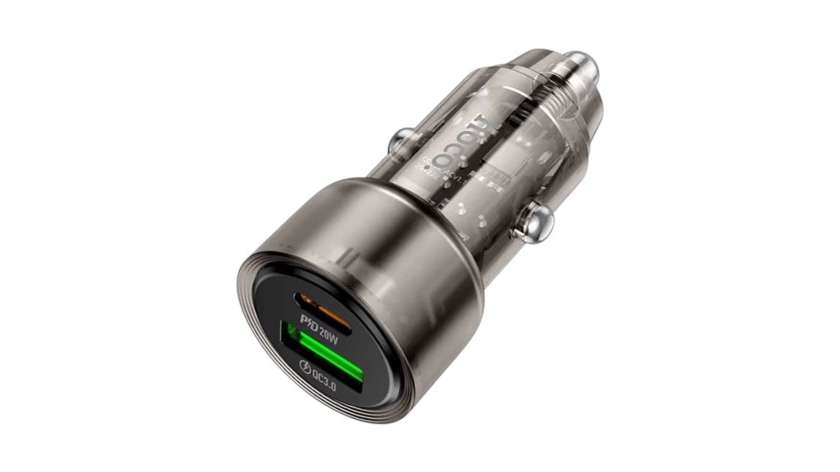 Car USB Charger HOCO Z52 SPACIOUS PD 38W USB+TYPE-C TRANSPARENT BLACK