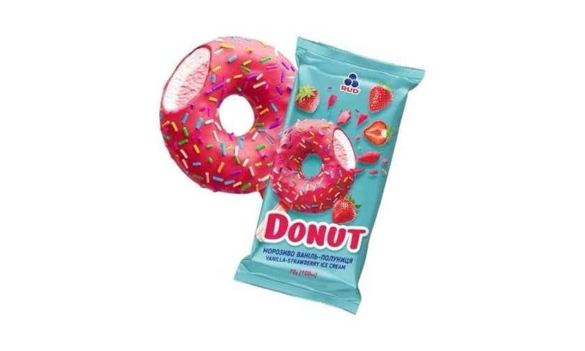 Vanilla Donut with Strawberry Ice Cream