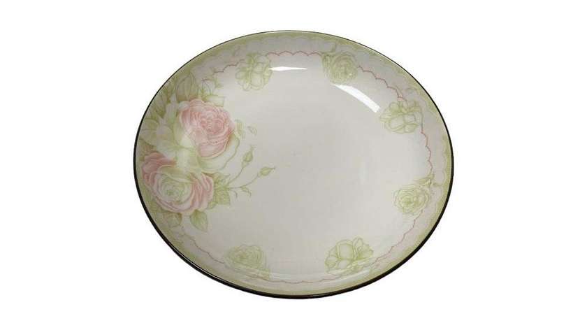 Plate with Pink and Green Flower 1pc