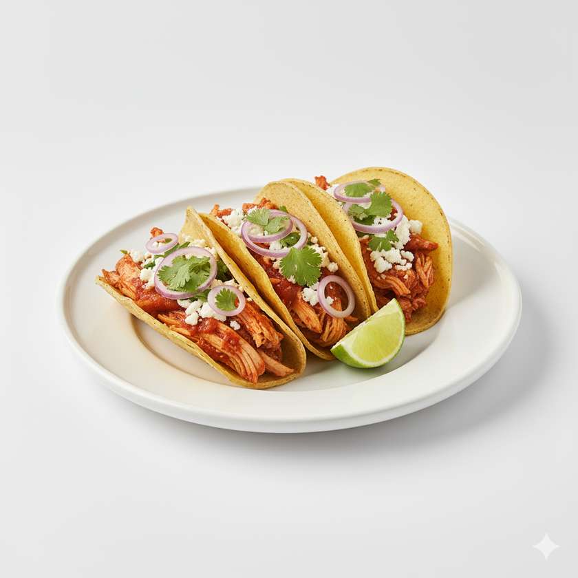 3ks Tacos Pollo en Adobo se sýrem