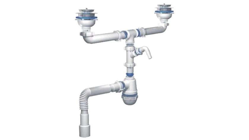 KETTLER-78850 Kitchen siphon double 80cm-40/50-Ф113 with head