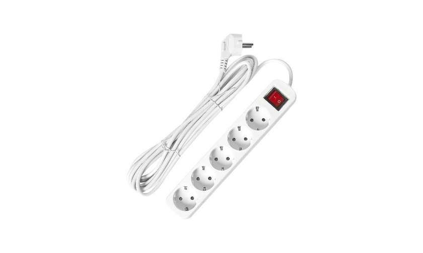 Defender 5-Socket Extension Cord with Button, 3m