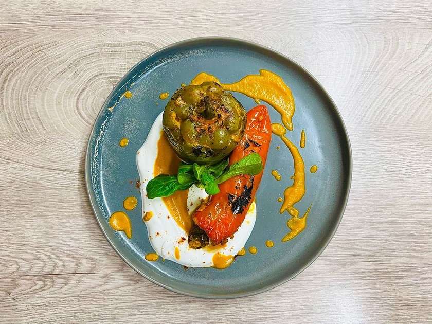 Bell peppers stuffed with meat and rice