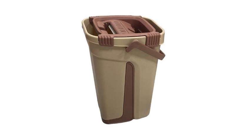 Plastic Bucket With Mop Brown