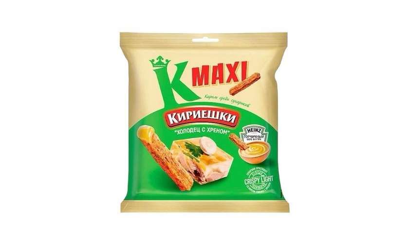 Kiriyeshki Maxi crackers 50g+25ml with kholodets, horseradish and mustard