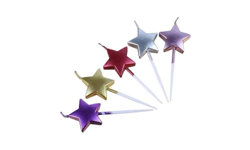 Festive Star Candles 4-Piece Purple