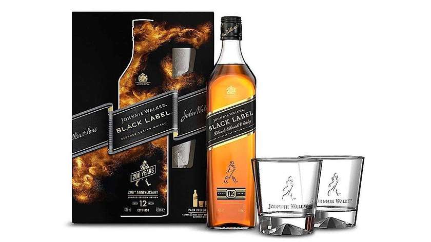 Johnnie Walker Black Label 0.7 L 40% + 2 Glasses