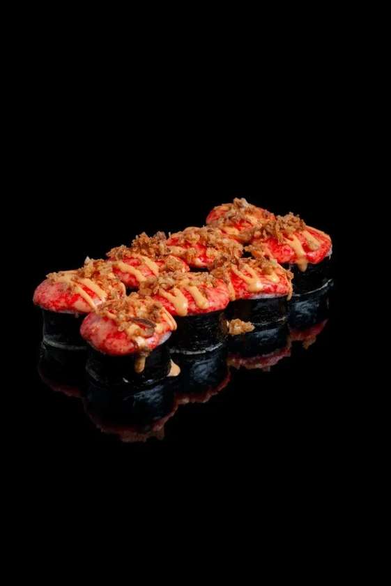 Baked Roll with Fried Salmon