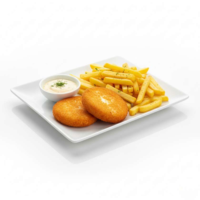 Fried Hermelín cheese, french fries, tartar sauce