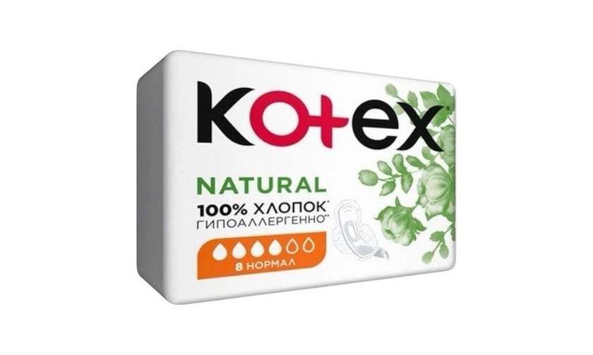Kotex Natural Normal Pads (4 Drops, 8 Count)