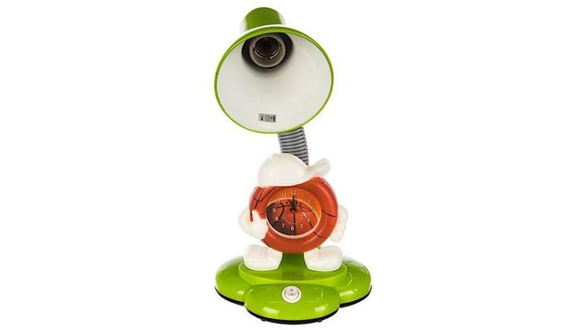 Green Table Lamp with Clock