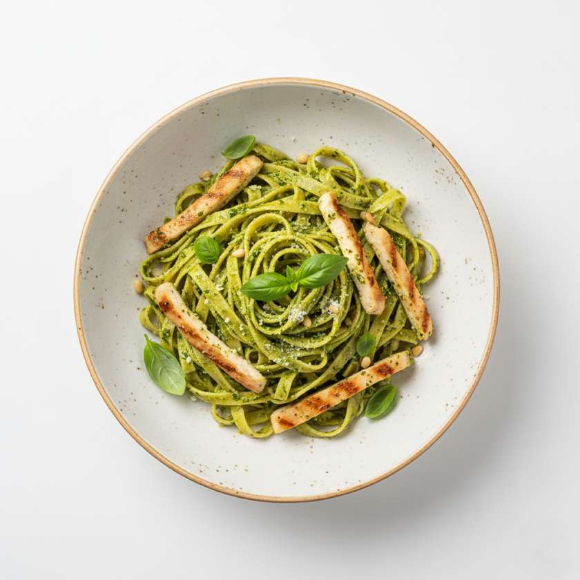Tagliatelle al Pesto alla Genovese con Pollo