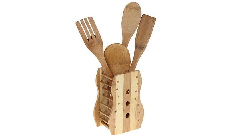 Set of wooden cooking spoons