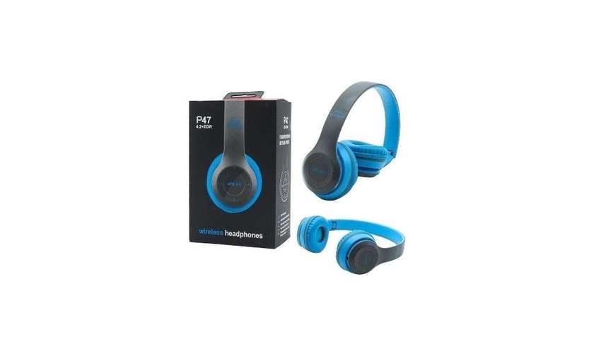 Wireless P47 Headphones - Black and Blue